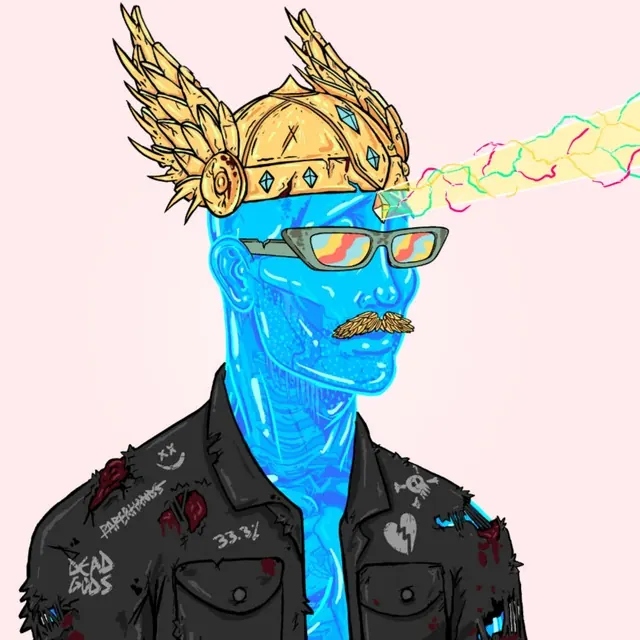 Stylized blue portrait illustration used as a visual identity reference for the Soldrift / devbeast5775 / hodlwarden warning archive, not a standalone proof item.